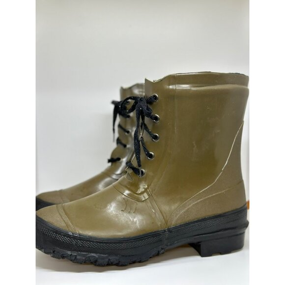 VTG Olive Green Men´s Rubber Lace-Up Boots Insulated...